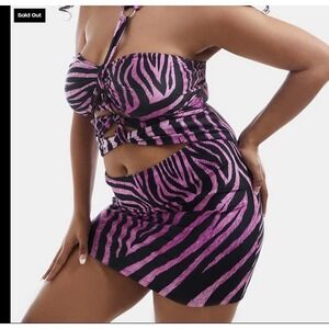 Generation Kiss Dolls Kill Pink Black Zebra Halter Mini Dress Plus Size 3X